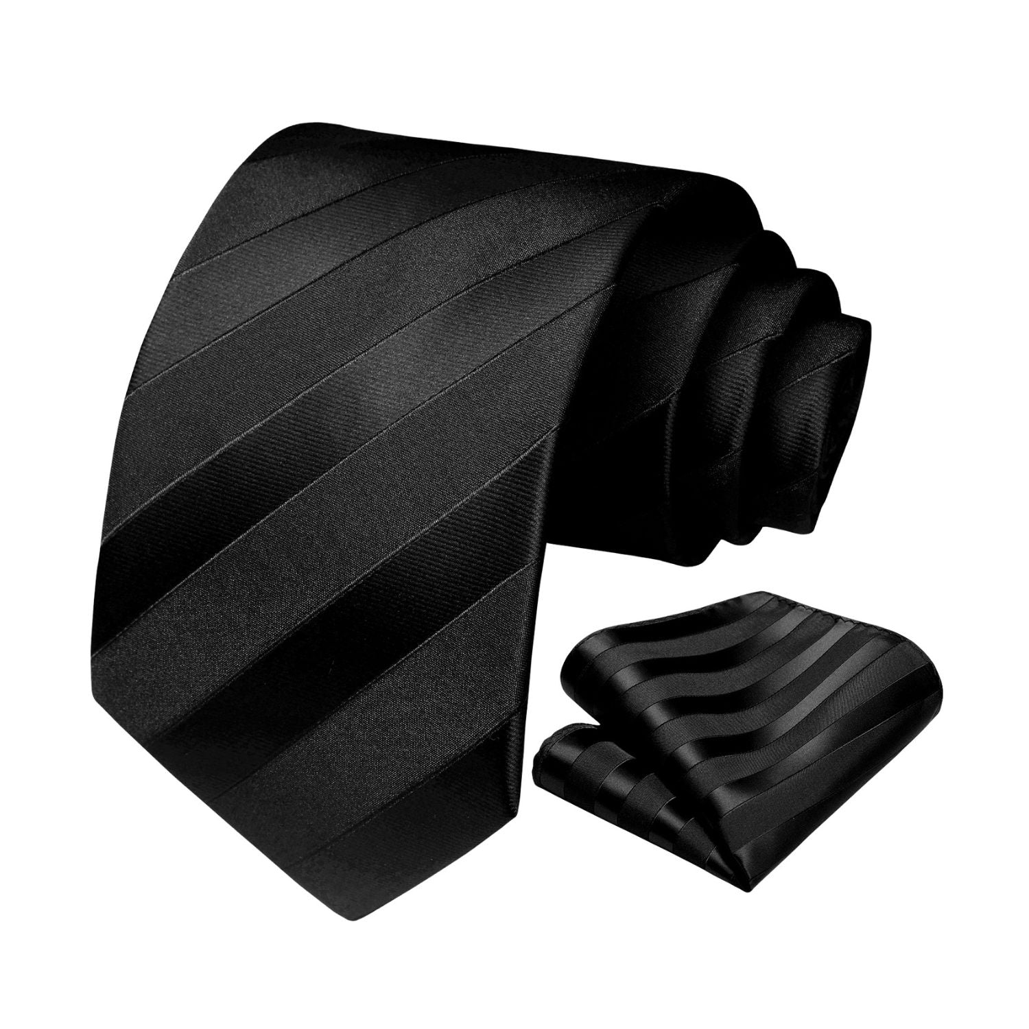 Hisdern Black Striped Business Tie Set