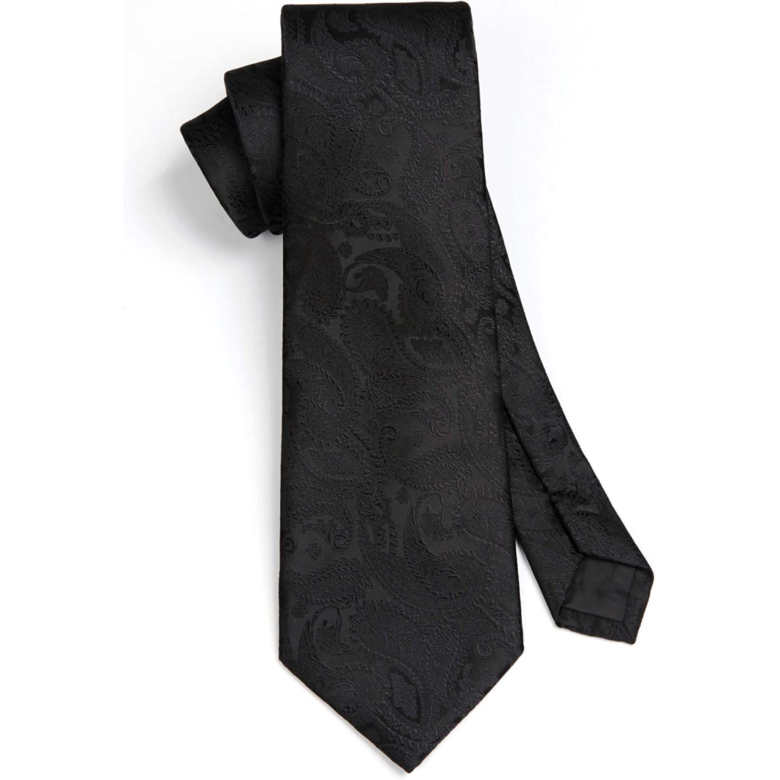 Hisdern Black Paisley Tie Set For Groomsmen