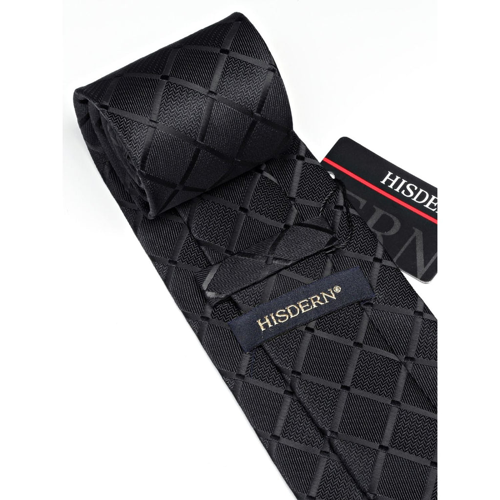 Hisdern Black Plaid Wedding Accessories Set
