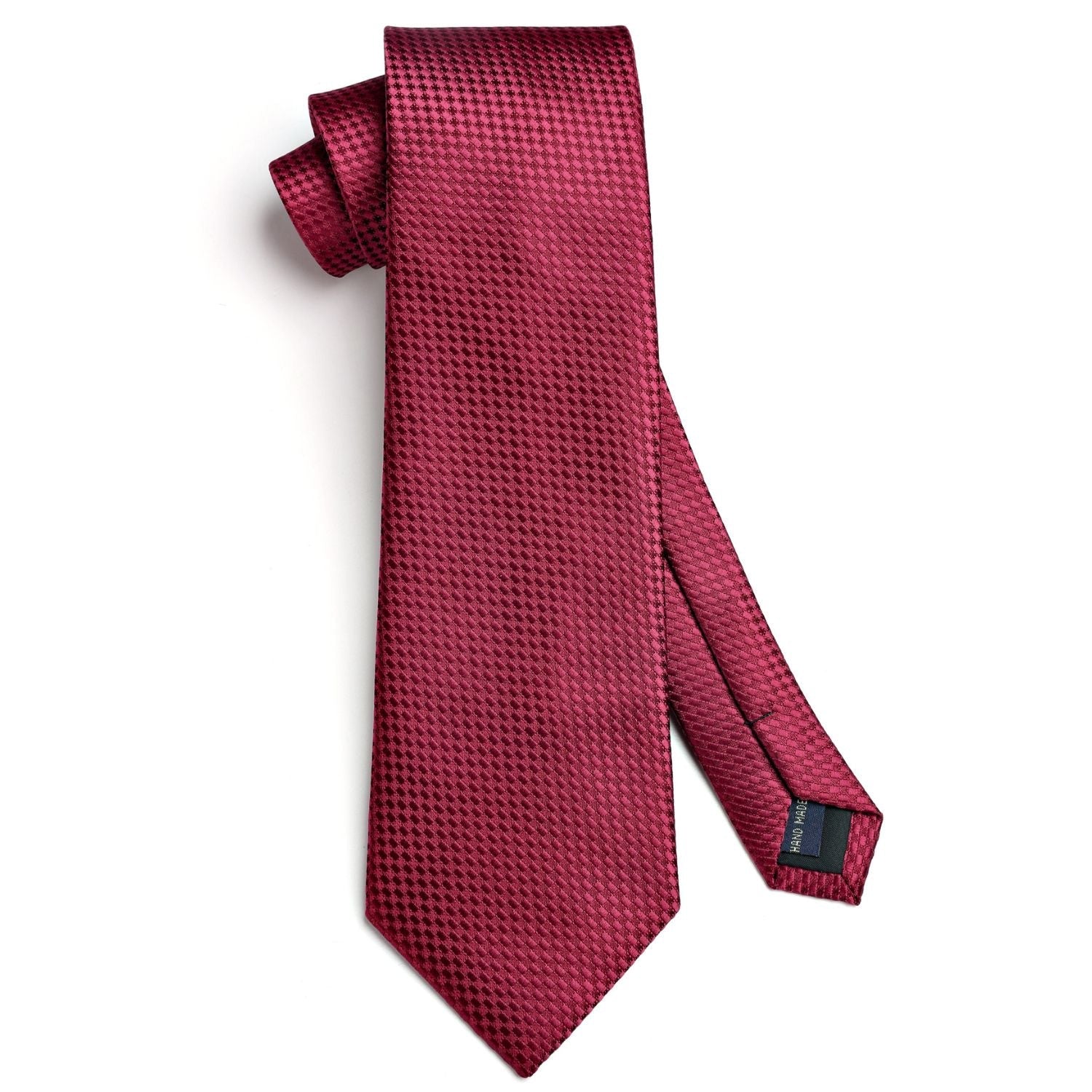 Hisdern Burgundy Houndstooth Wedding Tie Set