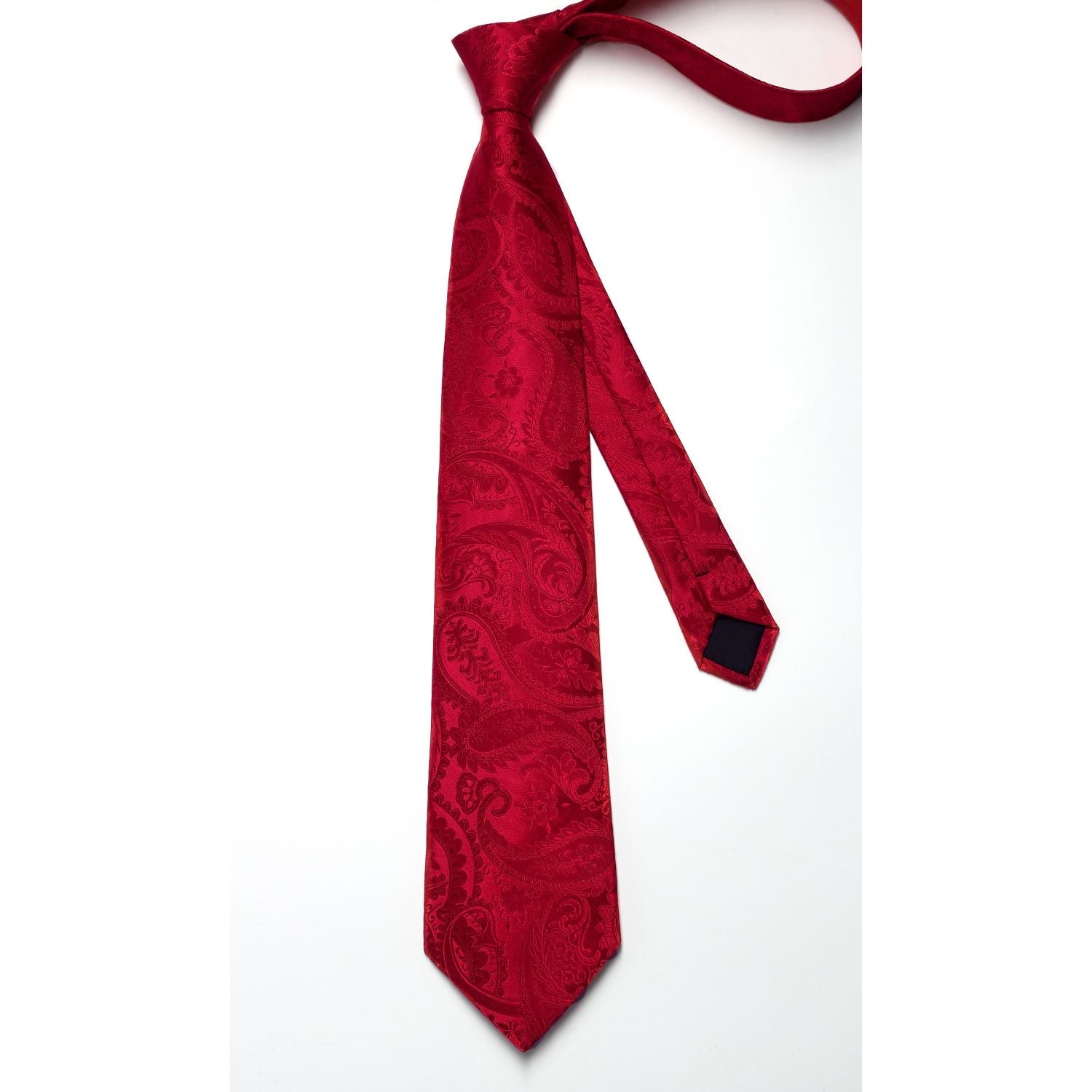 Hisdern Red Paisley Wedding Accessories Set with Cufflinks