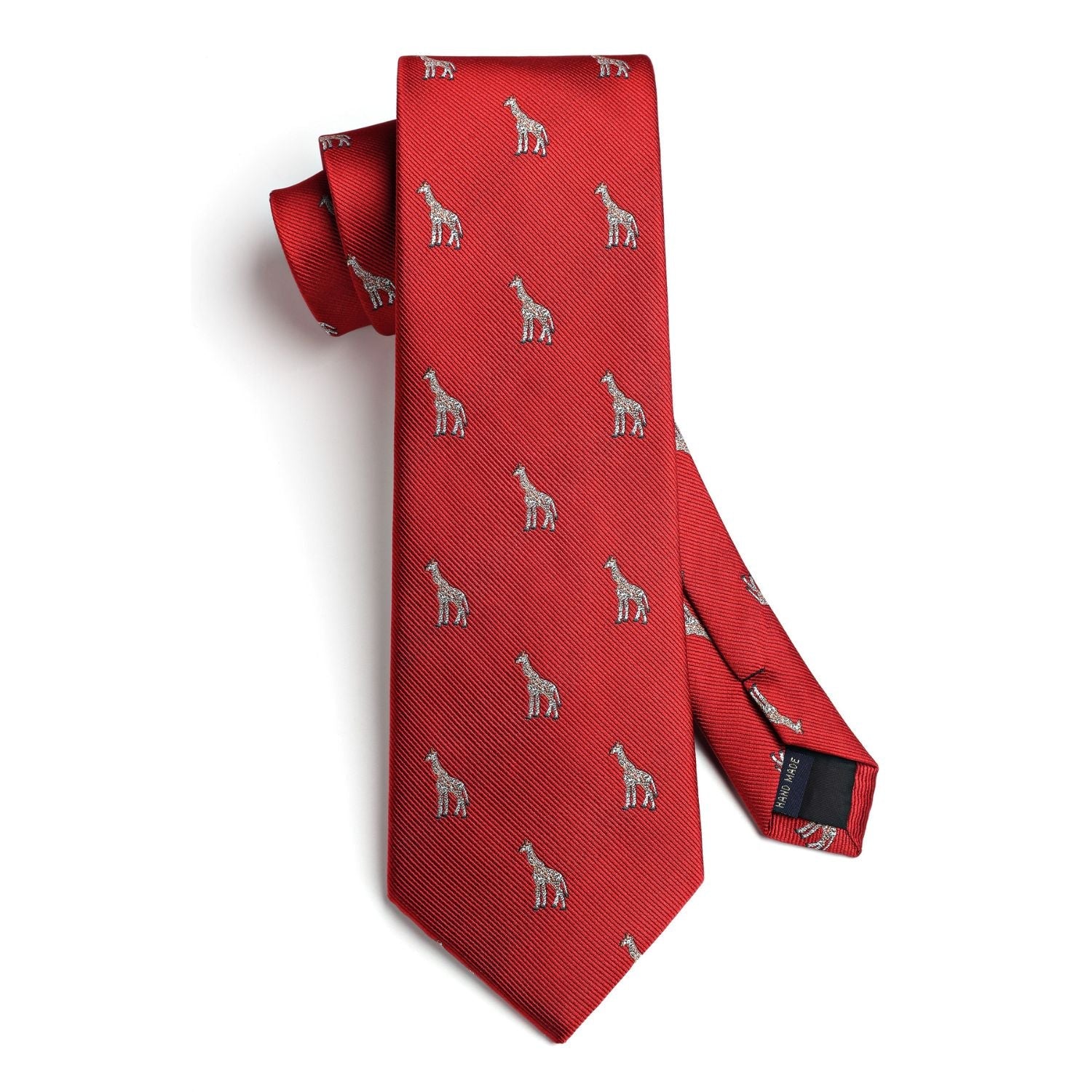 Hisdern Red Giraffe Cute Print Pattern Tie Set