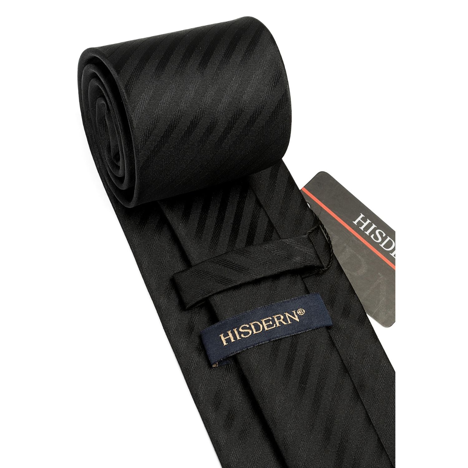Hisdern Black Striped Business Tie Set