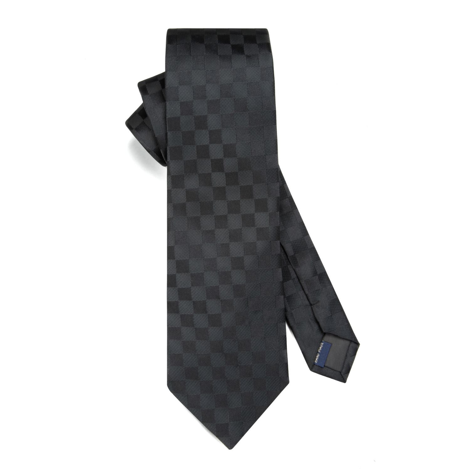 Hisdern Black Plaid Business Tie Set