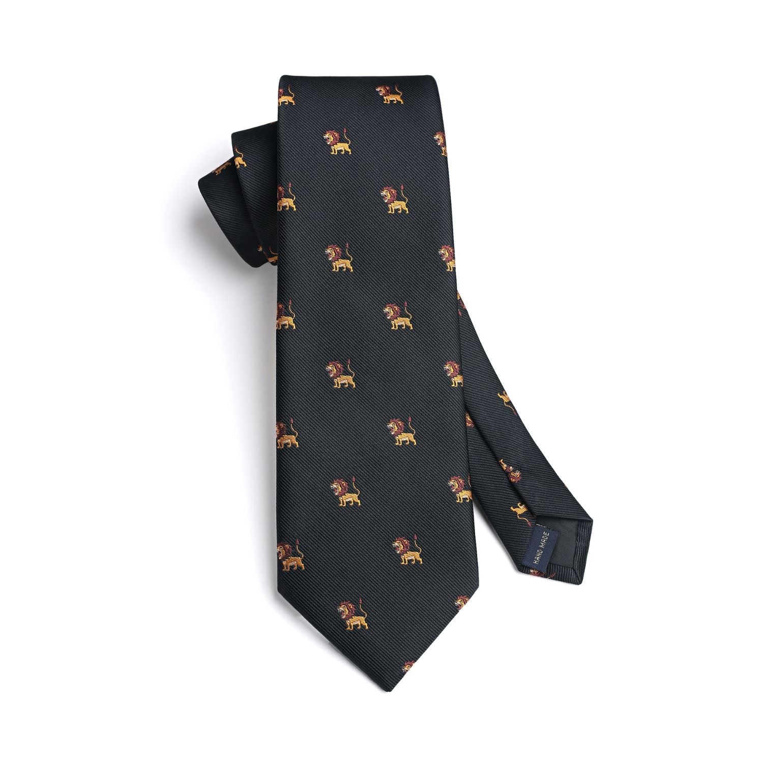 Hisdern Black Lion Cute Pattern Tie Set