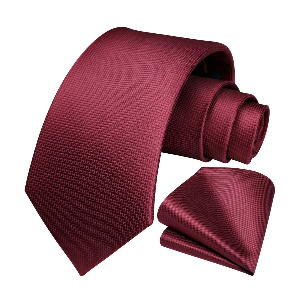 Houndstooth Tie Handkerchief Set - RED 2