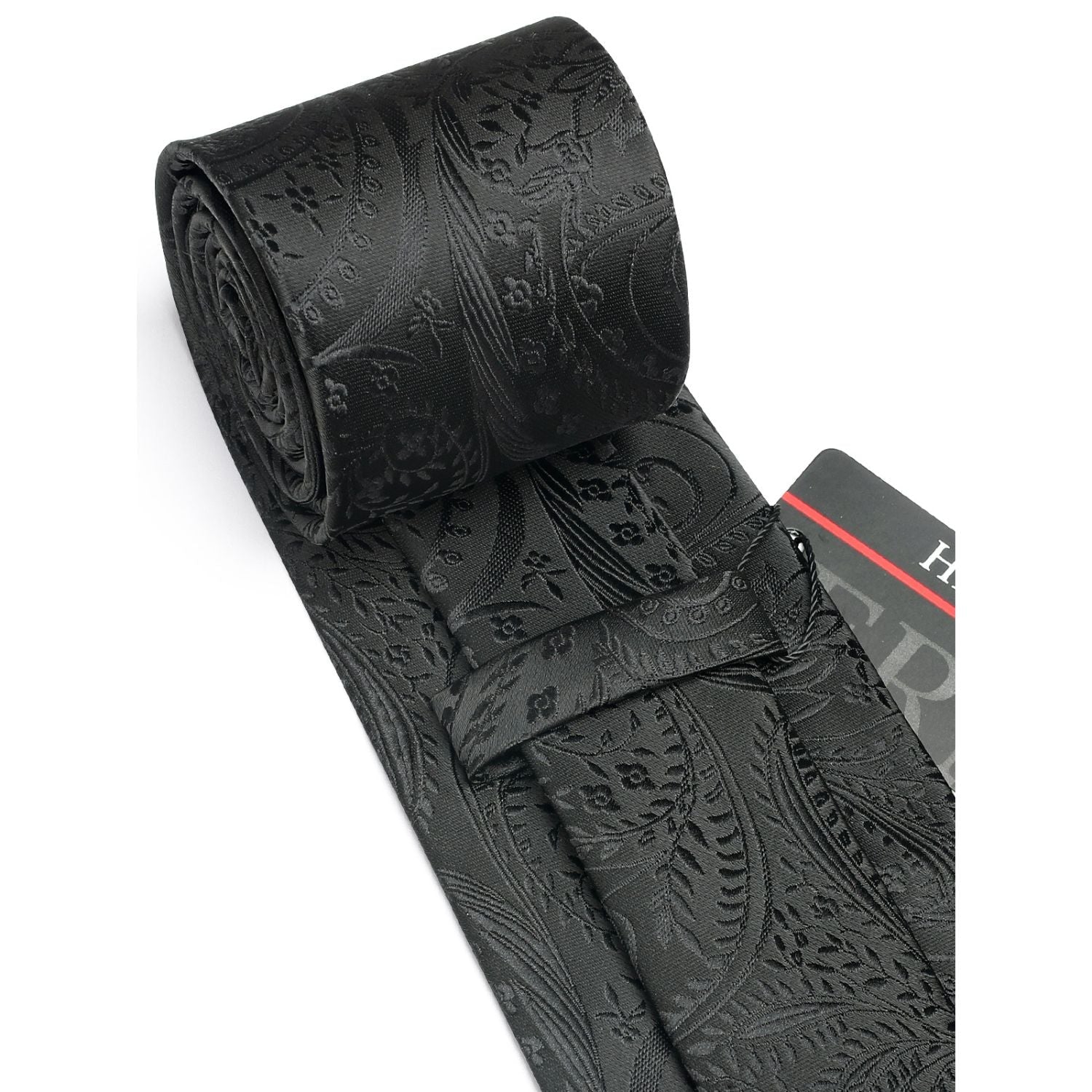 Hisdern Black Paisley Tie Set For Formal Wear