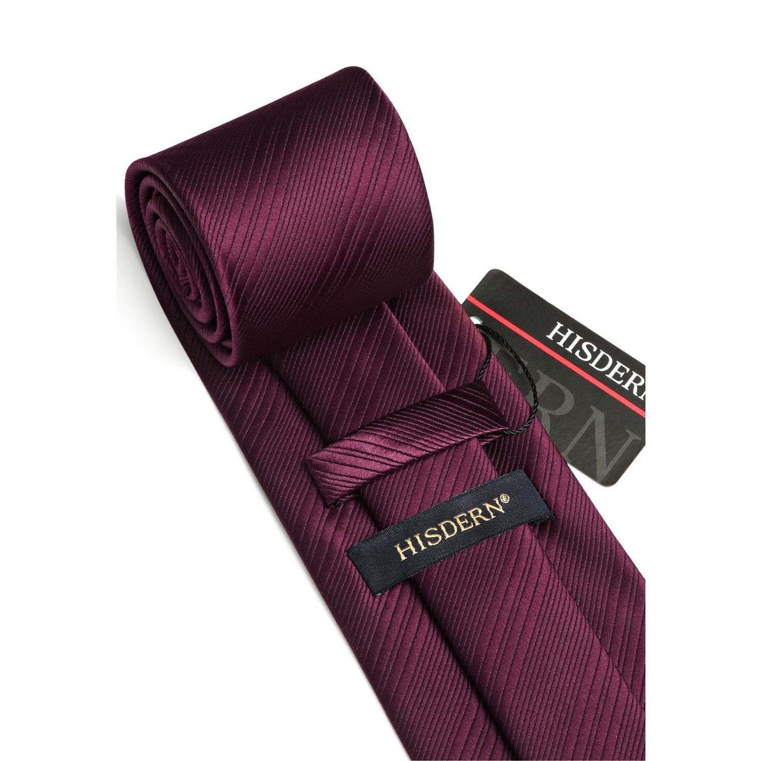 Hisdern Burgundy Striped Business Tie Set