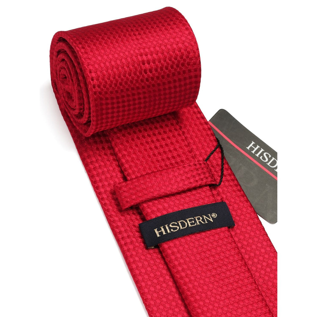 Hisdern Red Houndstooth Wedding Tie Set