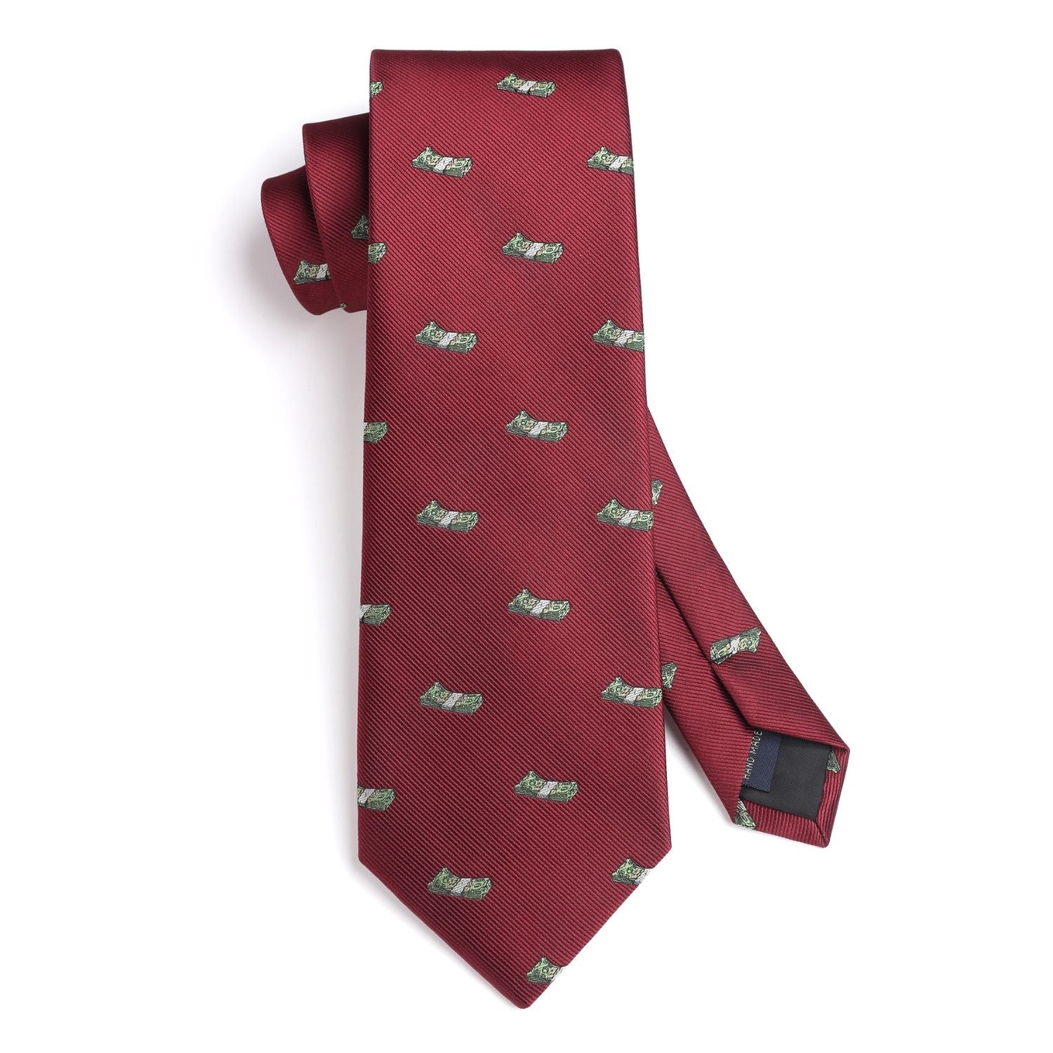Hisdern Burgundy Pattern Print Men's Suit Tie Set