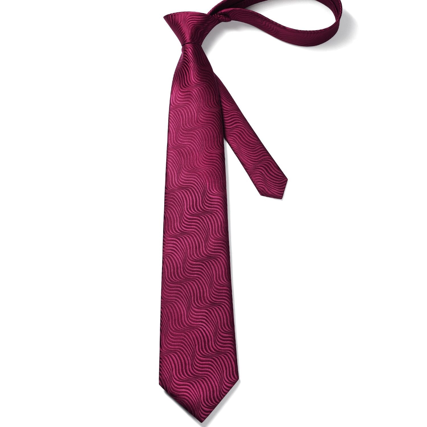 Hisdern Burgundy Striped Wedding Tie Set