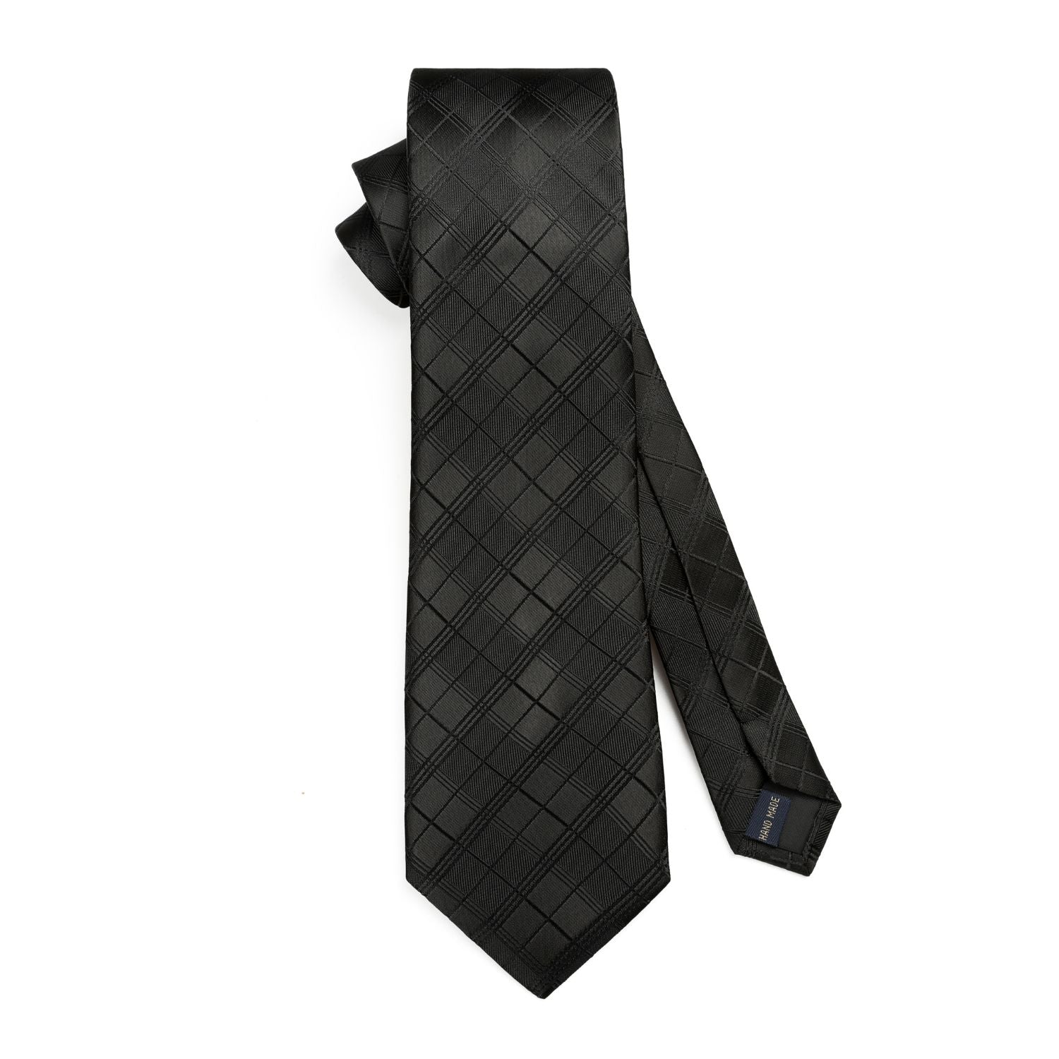 Hisdern Black Plaid Business Tie Set