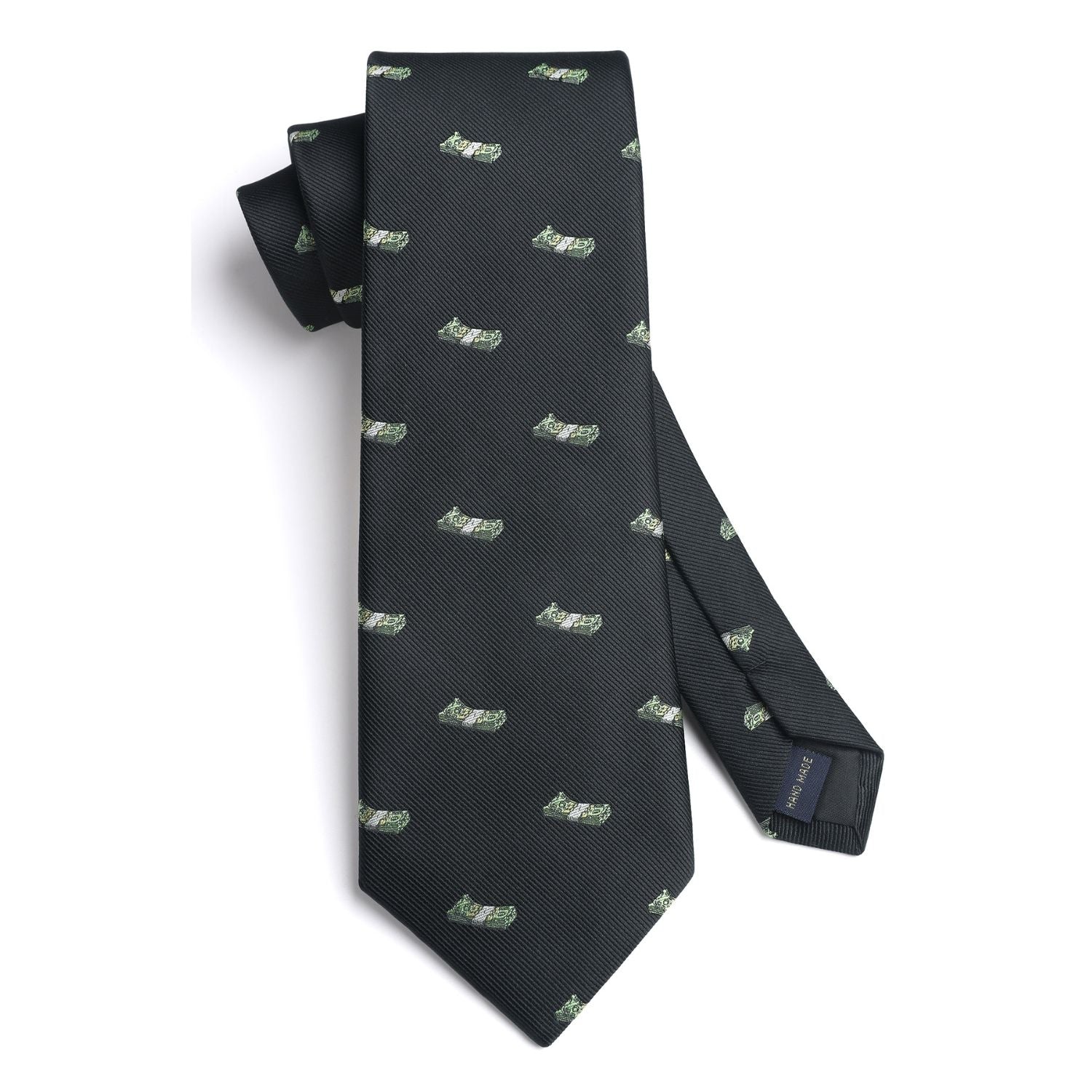 Hisdern Black Pattern Print Men's Suit Tie Set