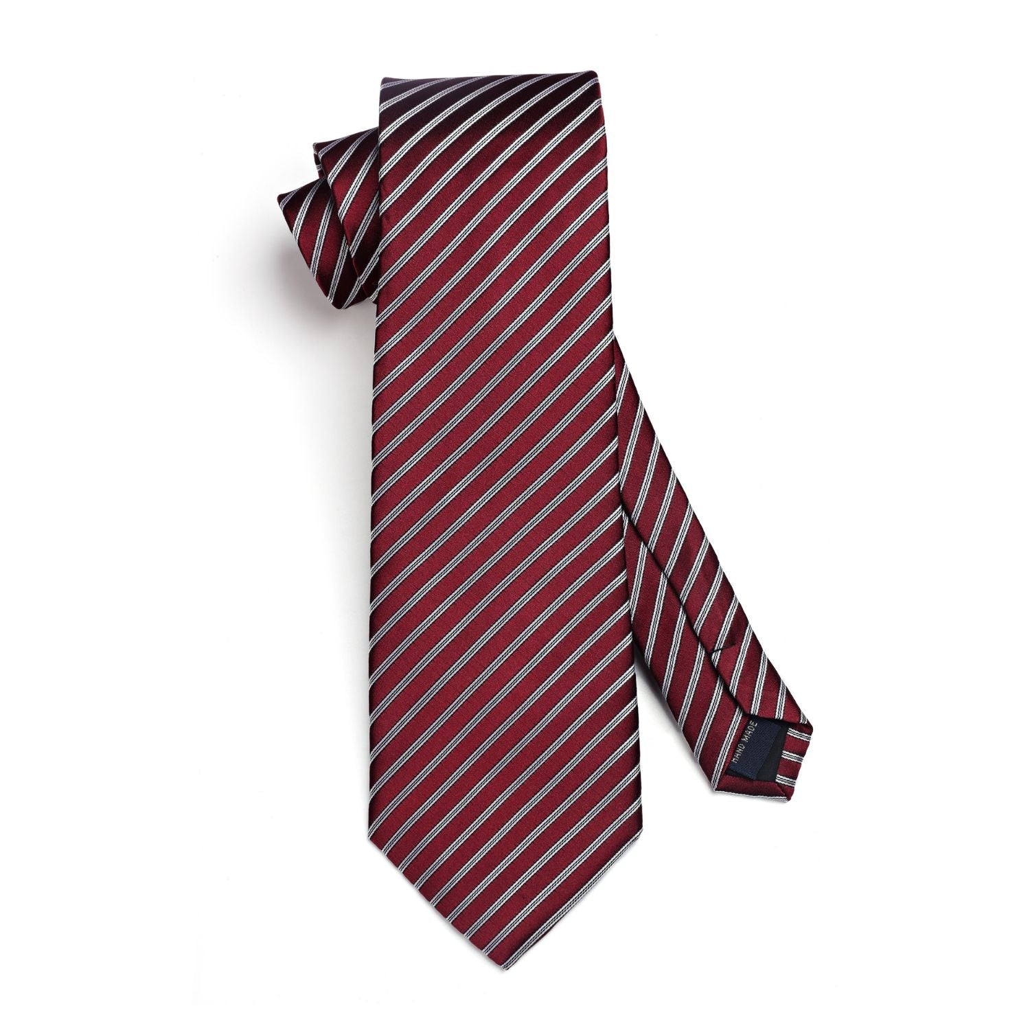 Hisdern Burgundy Striped Business Tie Set