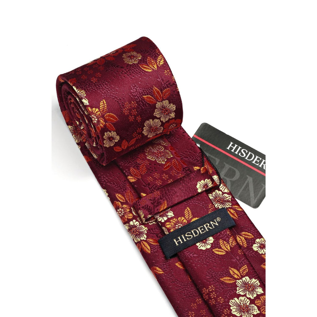 Hisdern Burgundy Floral Wedding Accessories Set