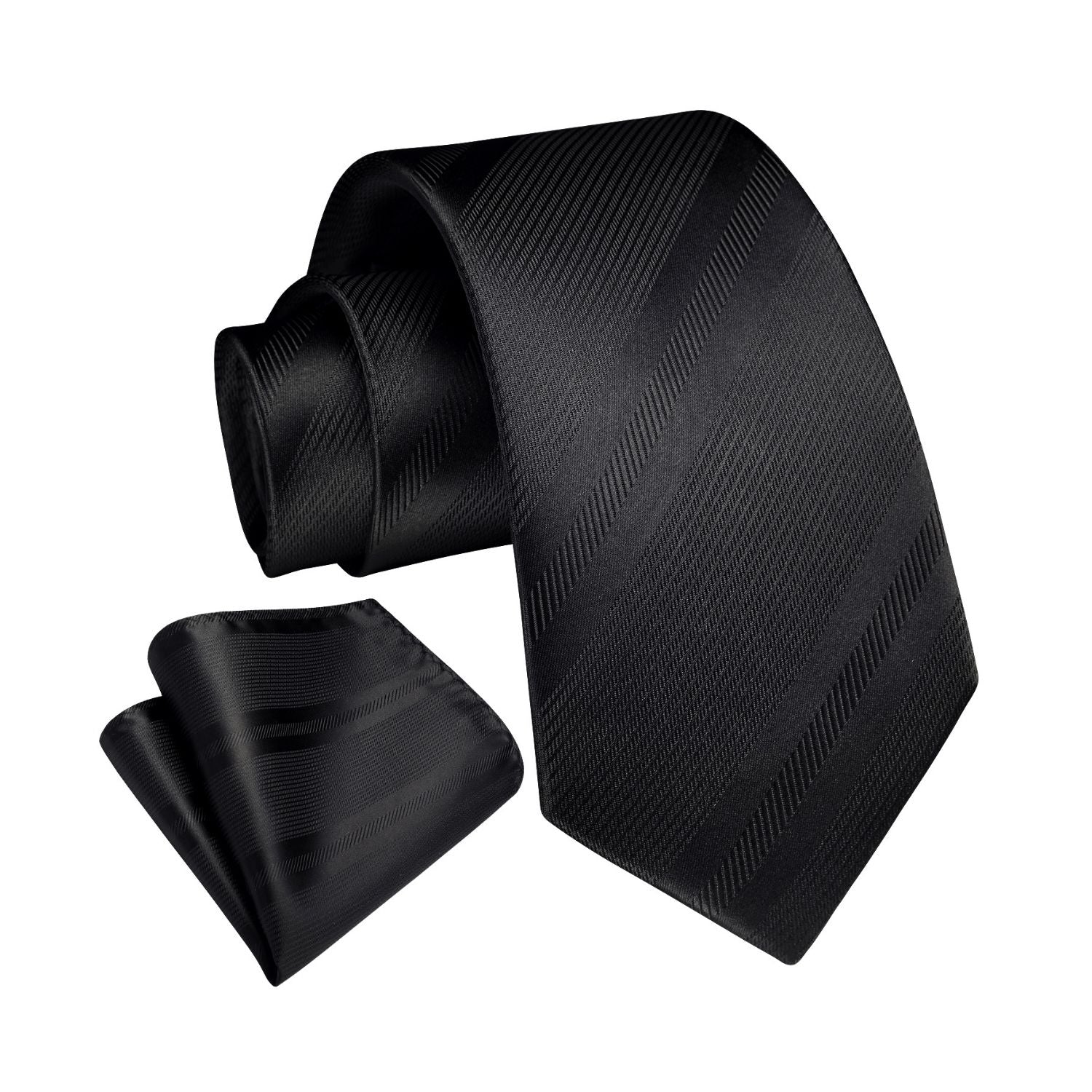 Hisdern Black Striped Business Tie Set