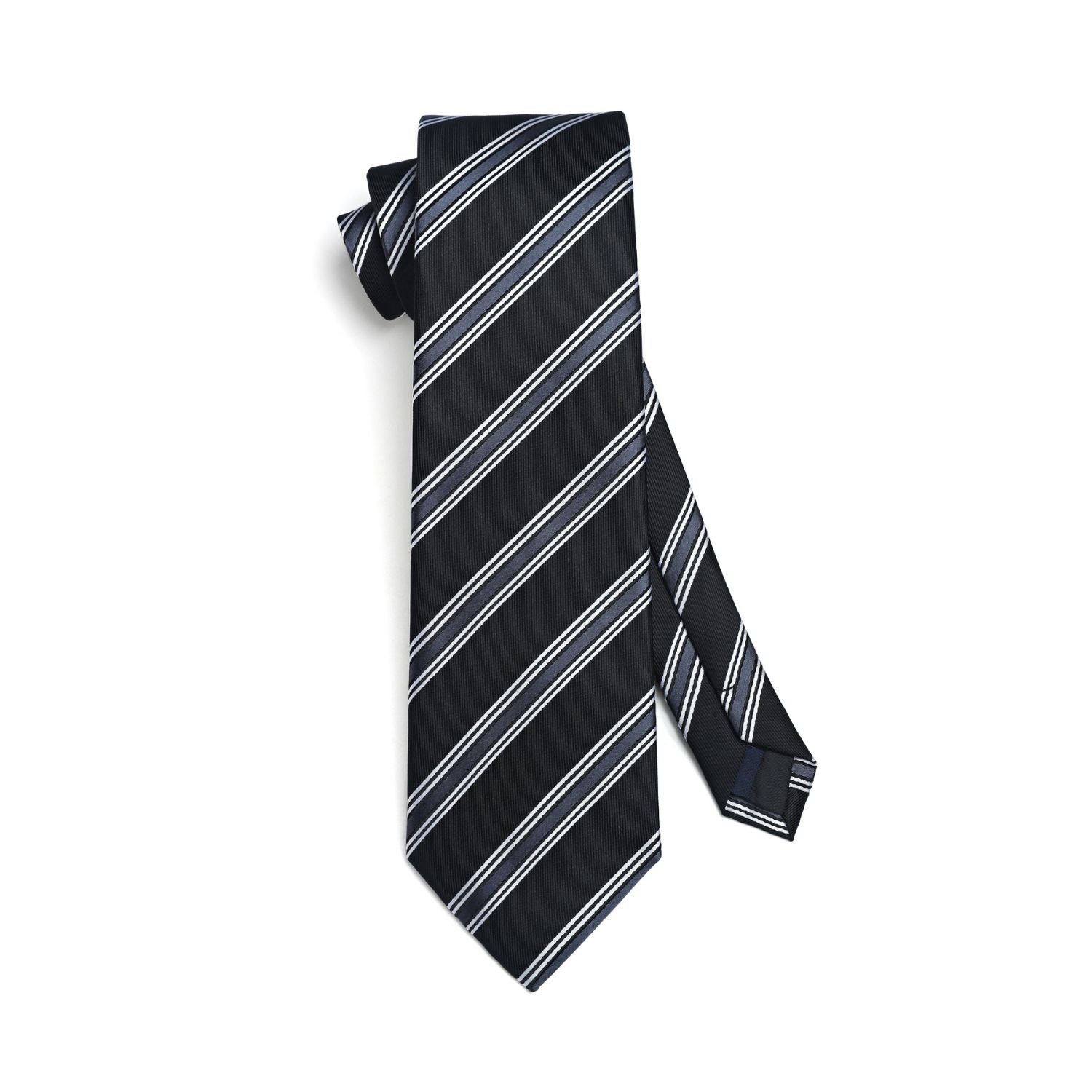Hisdern Black Striped Wedding Accessories Set with Cufflinks