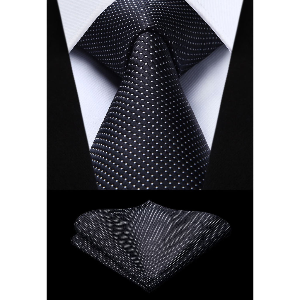 Hisdern Black Plaid Pocket Square With Matching Tie