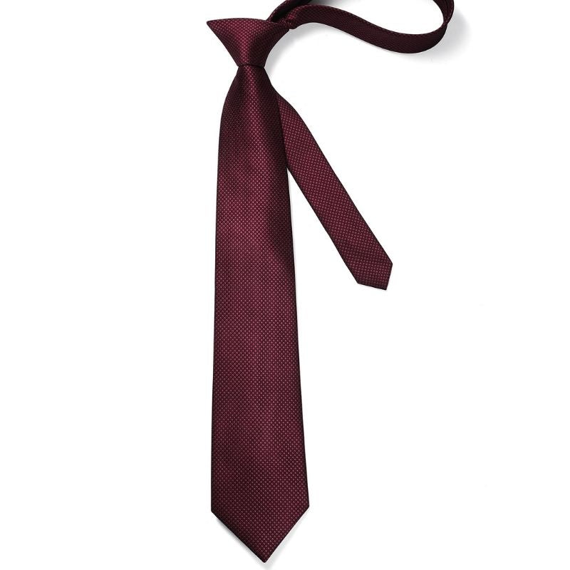 Hisdern Burgundy Polka Dot Print Tie Set For Formal Events