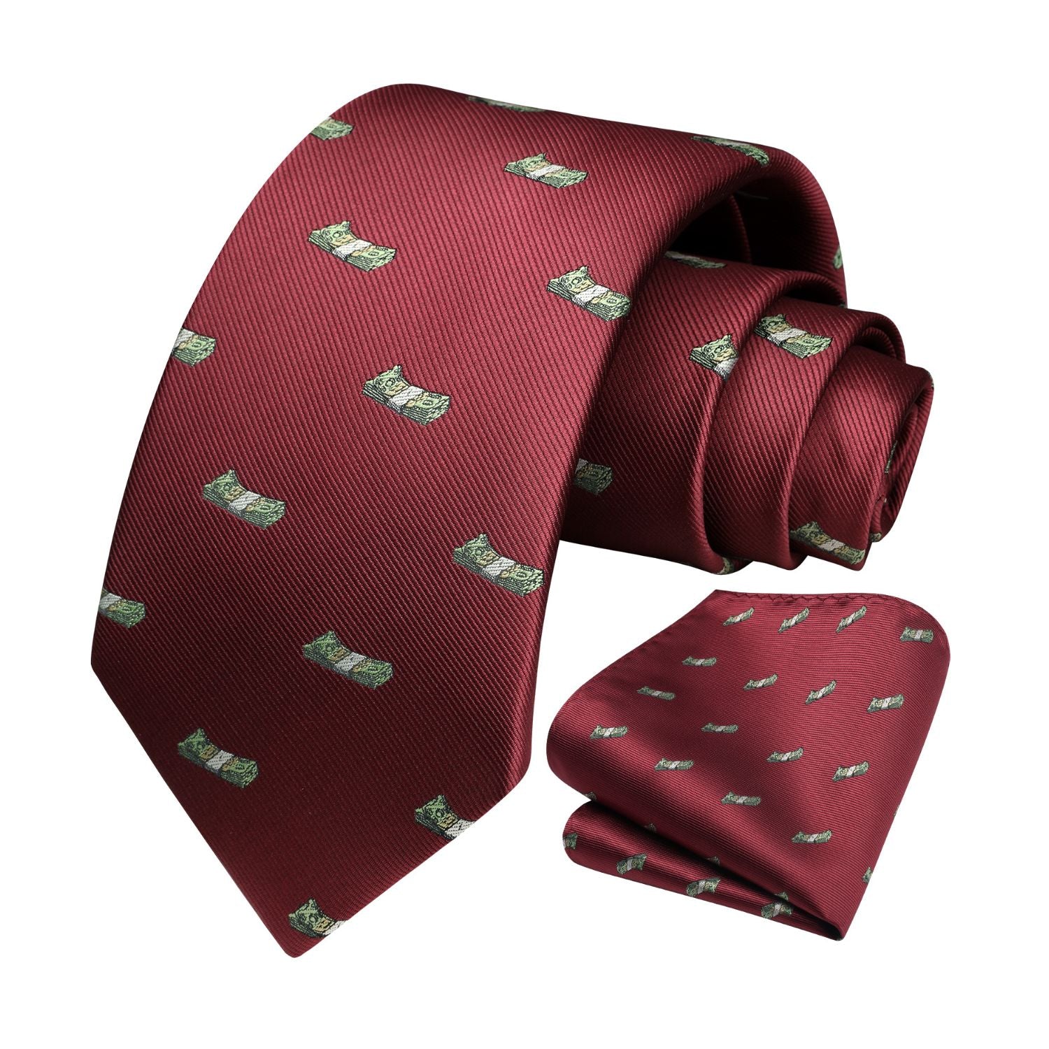 Hisdern Burgundy Pattern Print Men's Suit Tie Set
