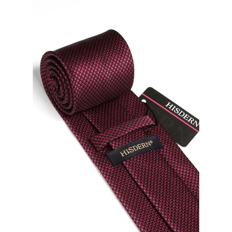 Hisdern Burgundy Polka Dot Print Tie Set For Formal Events