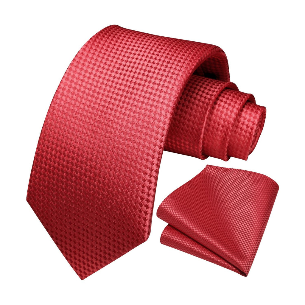 Hisdern Red Plaid Wedding Business Tie Set
