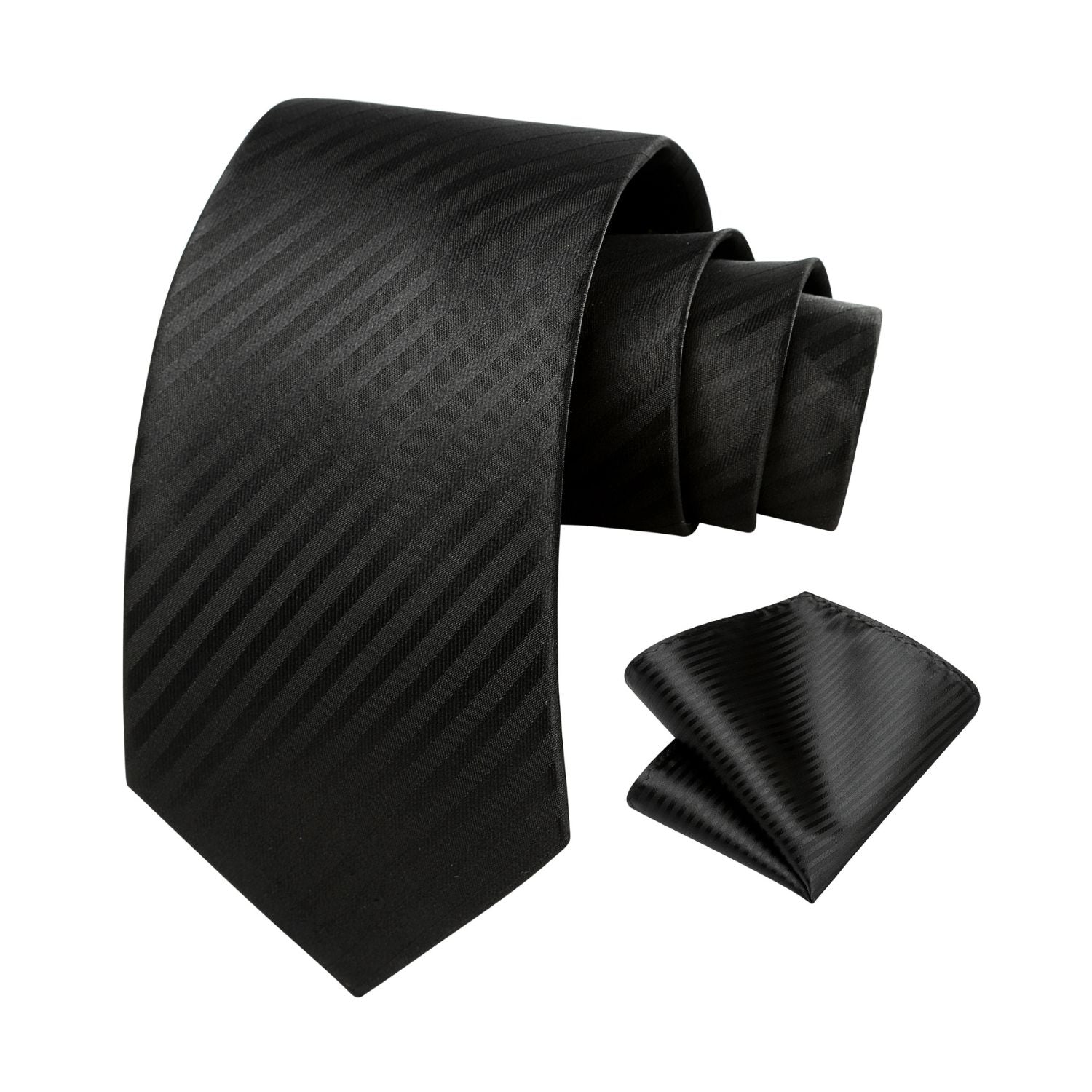 Hisdern Black Striped Business Tie Set