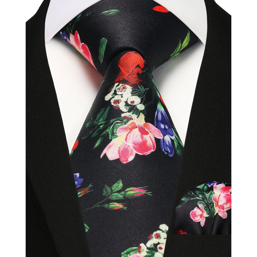 Hisdern Black Floral Wedding Accessories Set