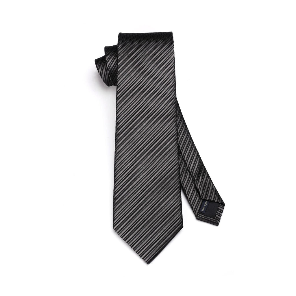 Hisdern Black Striped Wedding Accessories Set with Cufflinks