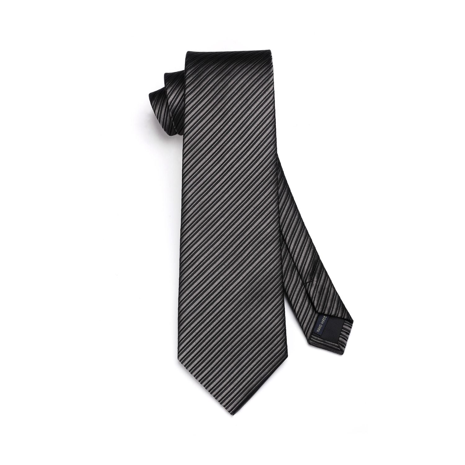 Hisdern Black Striped Wedding Accessories Set with Cufflinks