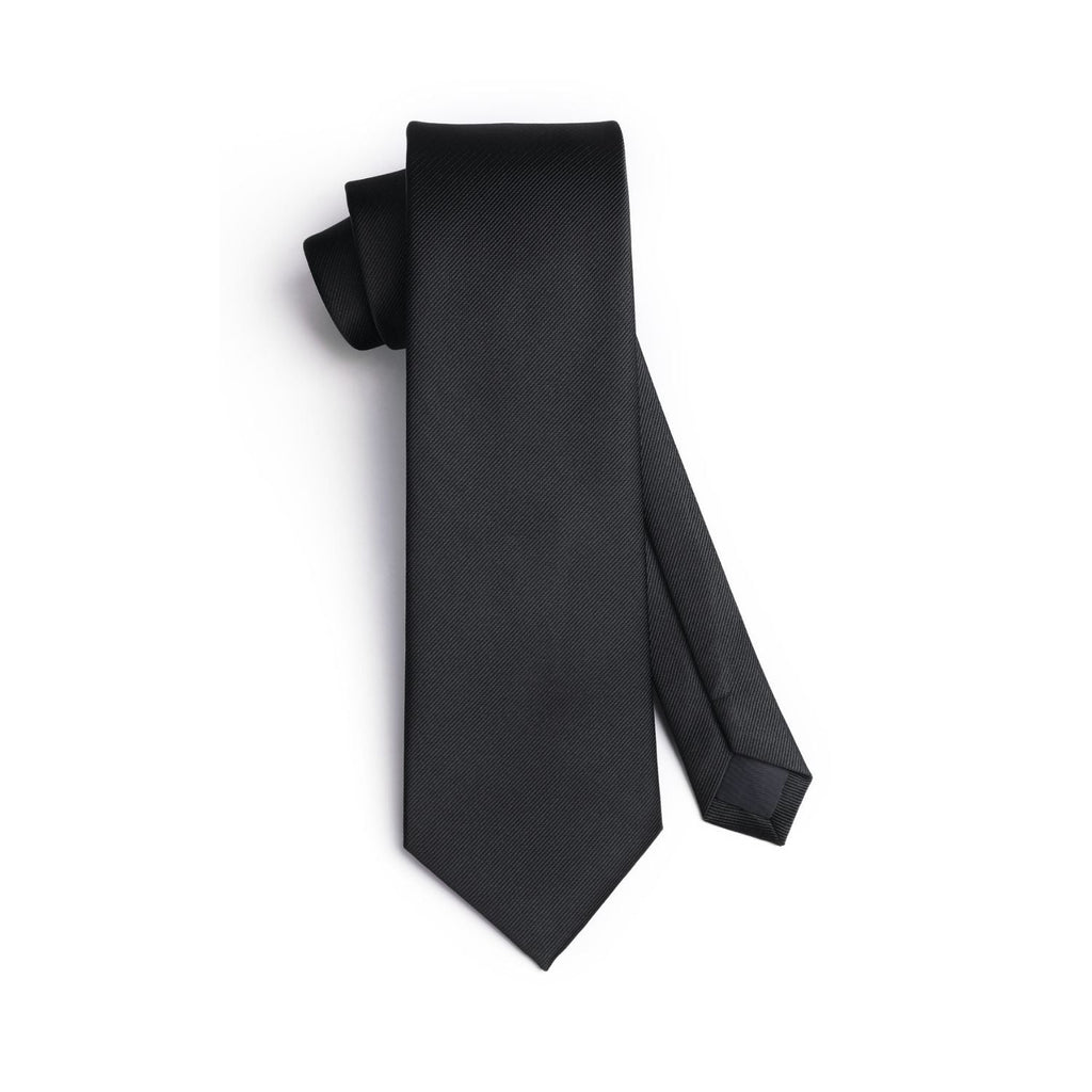 Hisdern Black Solid Wedding Accessories Set with Cufflinks