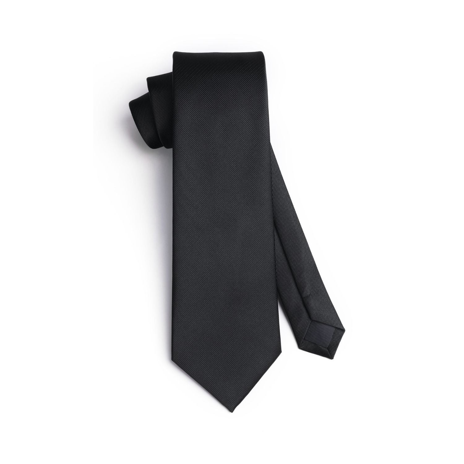 Hisdern Black Solid Wedding Accessories Set with Cufflinks