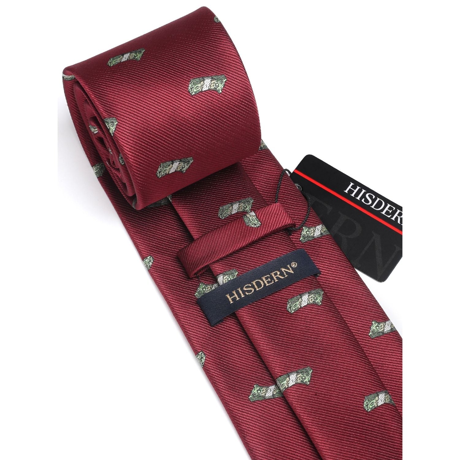 Hisdern Burgundy Pattern Print Men's Suit Tie Set