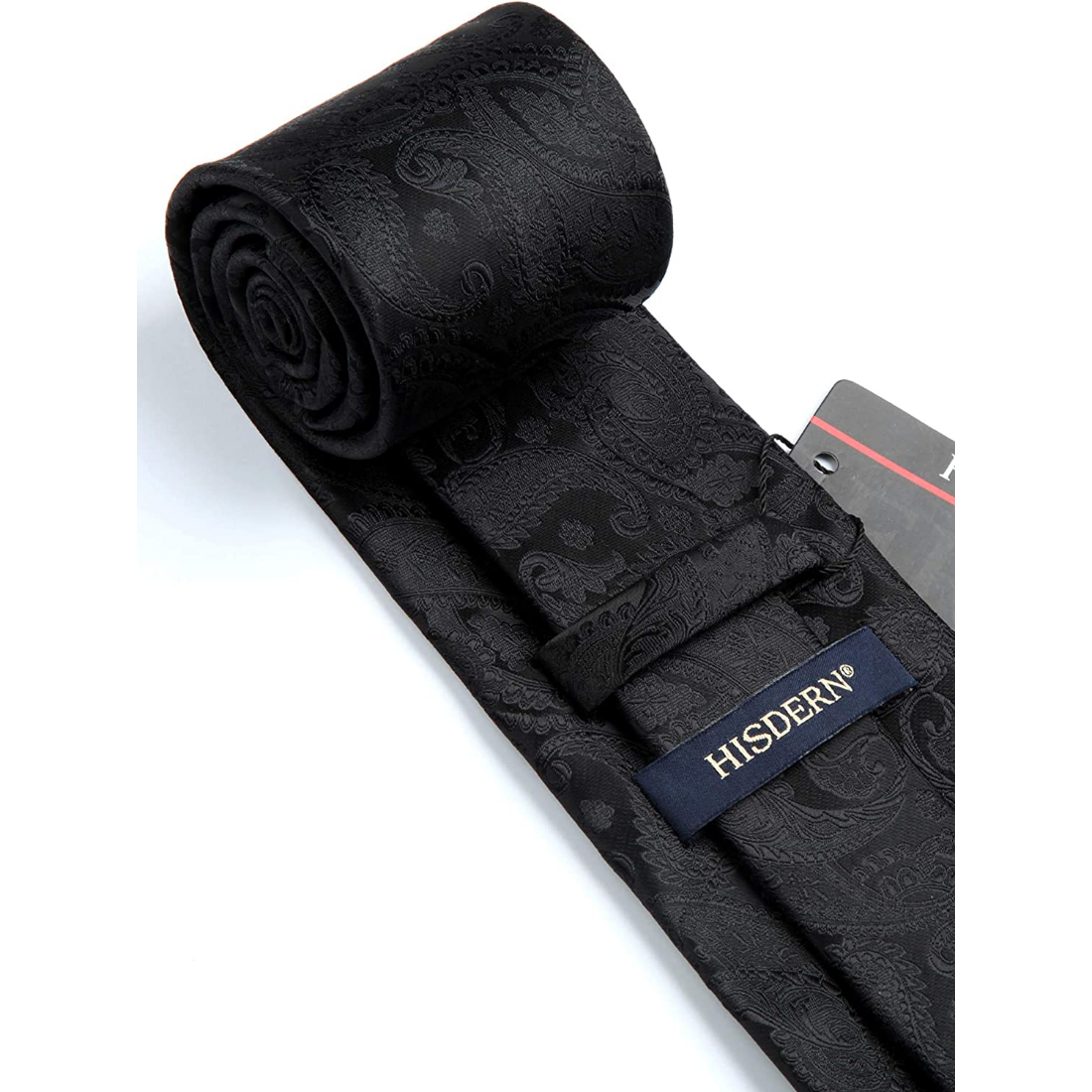 Hisdern Black Paisley Tie Set For Groomsmen