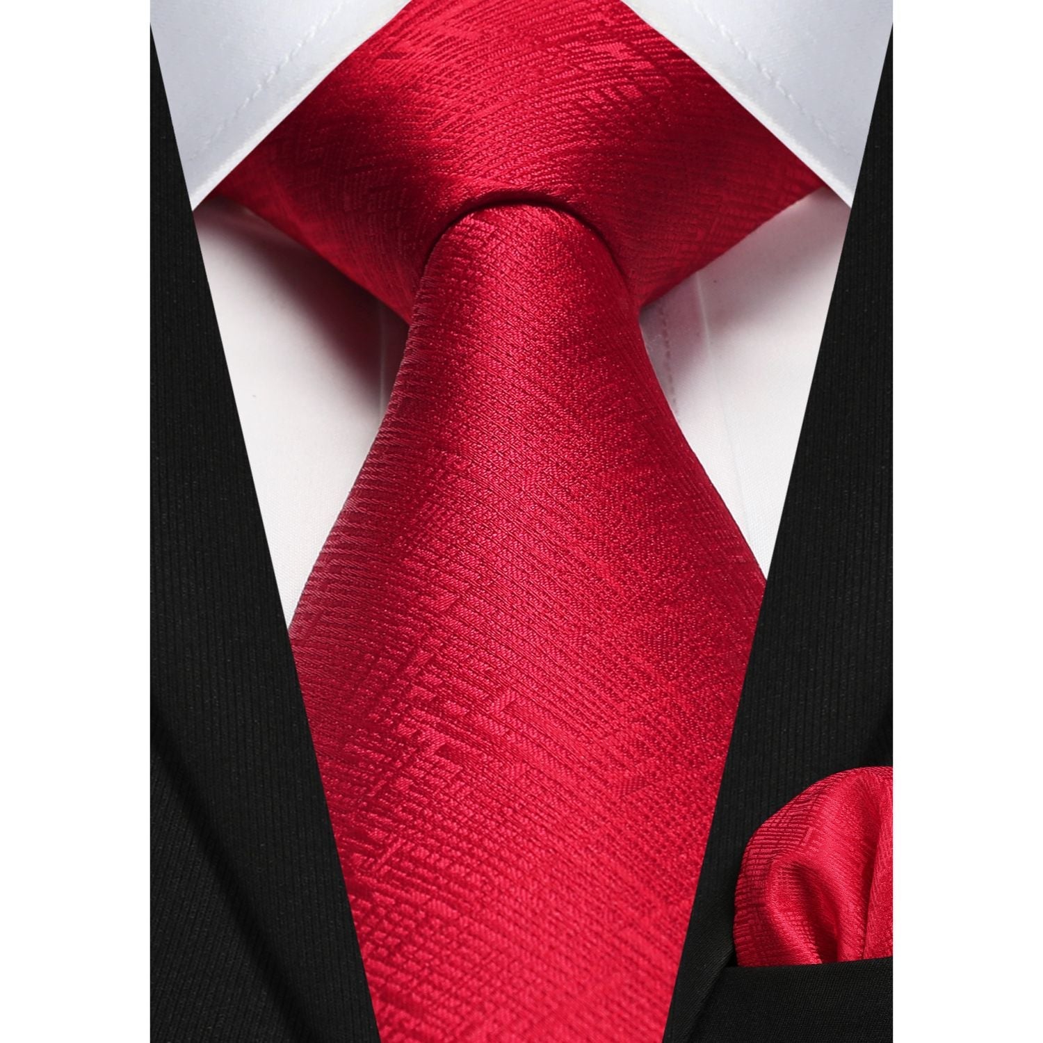 Hisdern Dark Red Houndstooth Wedding Tie Set