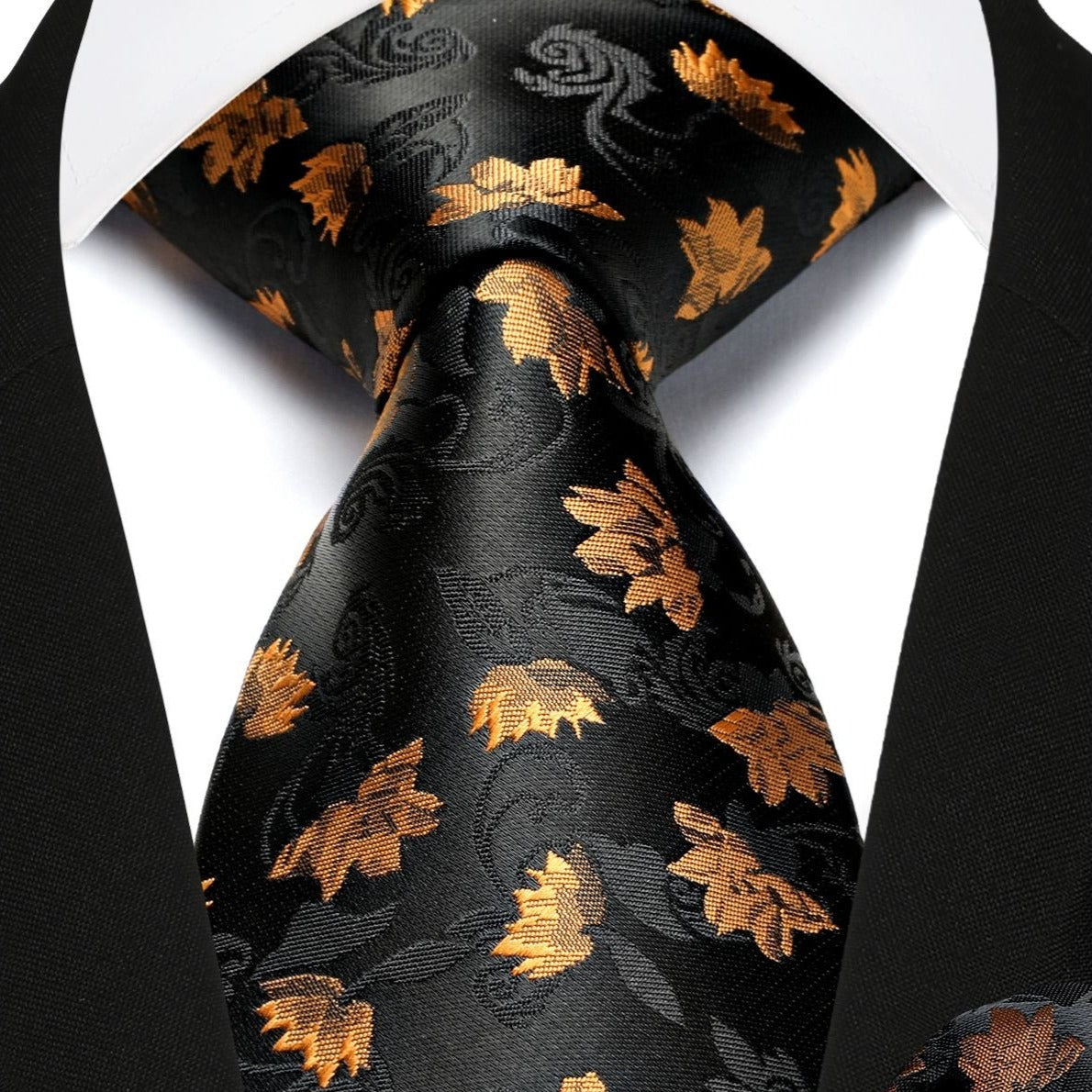 Hisdern Gold Black Floral Wedding Accessories Set