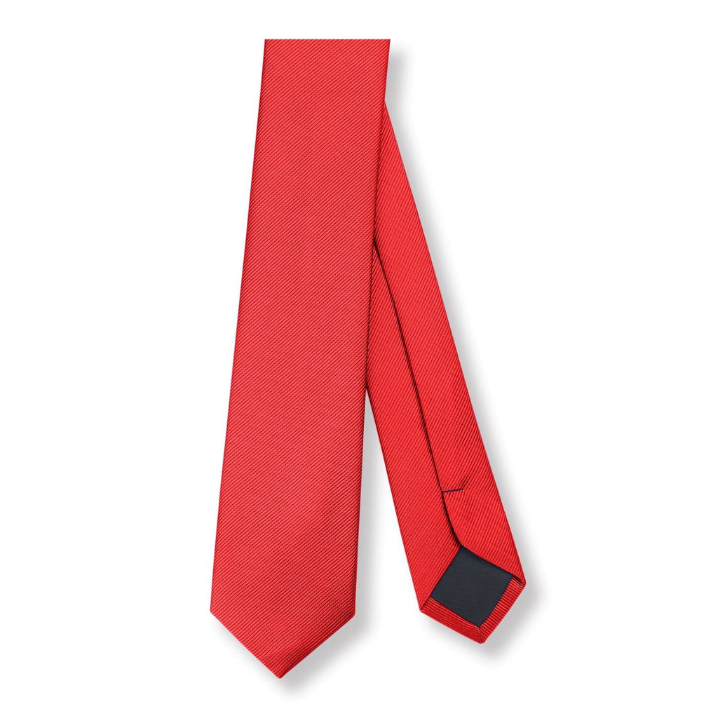 Hisdern Solid Print Skinny Tie Slim 2.4'' Formal Bright Red Wedding Tie