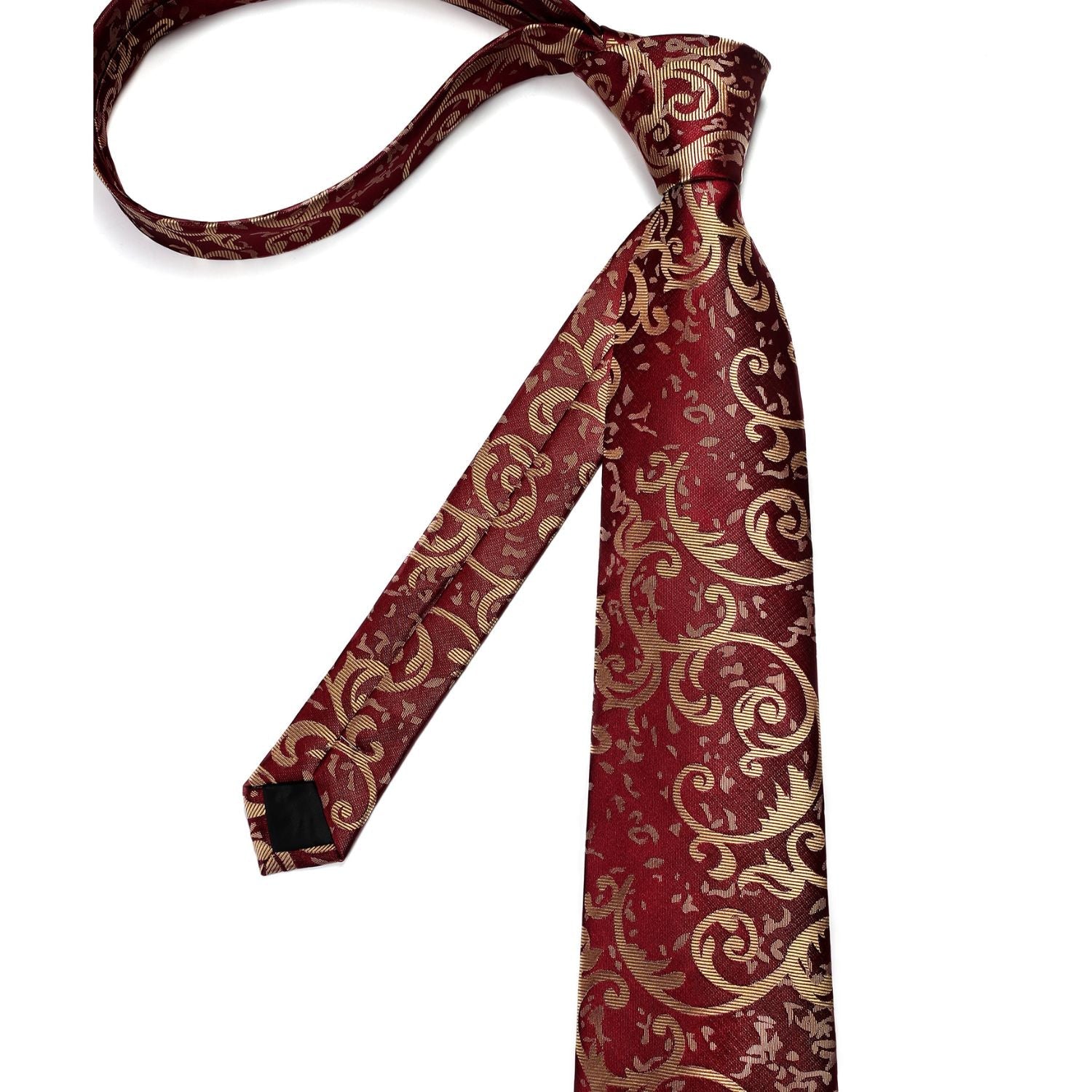 Hisdern Burgundy Gold Paisley Wedding Accessories Set with Cufflinks