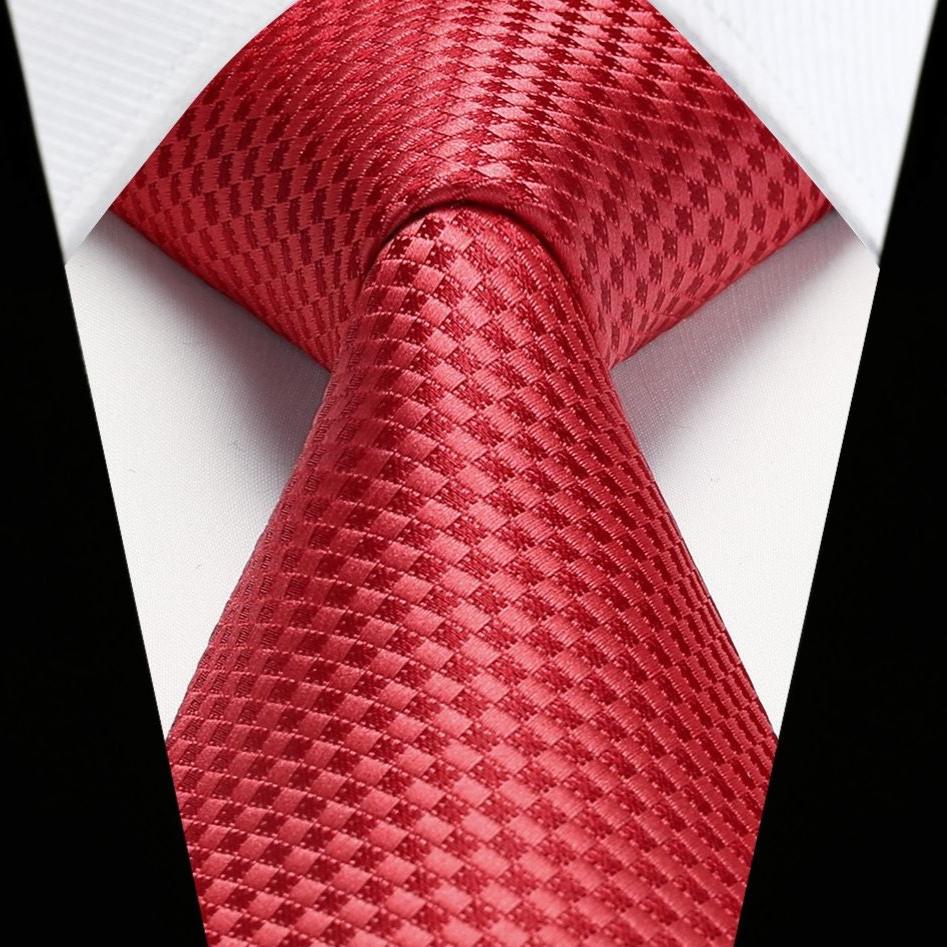 Hisdern Red Plaid Wedding Business Tie Set