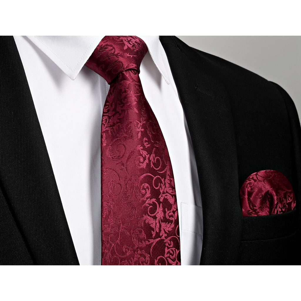 Hisdern Burgundy Floral Wedding Accessories Set