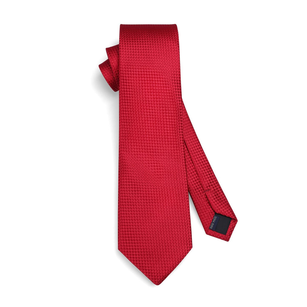 Hisdern Red Houndstooth Wedding Tie Set