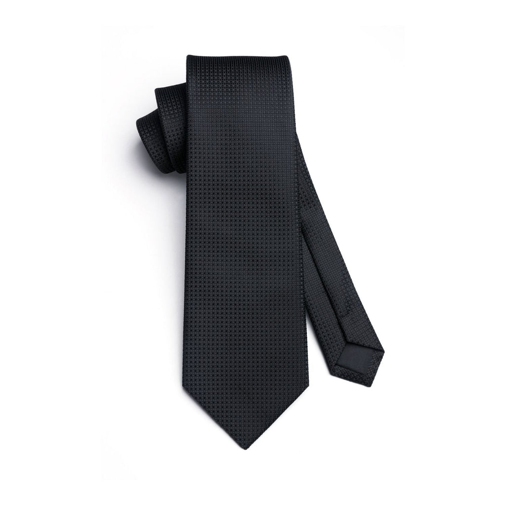 Hisdern Black Plaid Wedding Accessories Set with Cufflinks