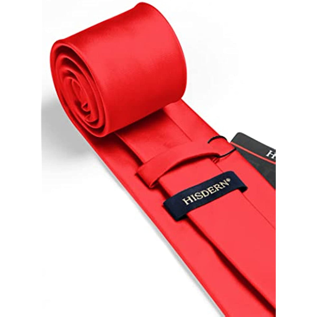 Hisdern Red Solid Men’s Tie Set for Formal & Wedding