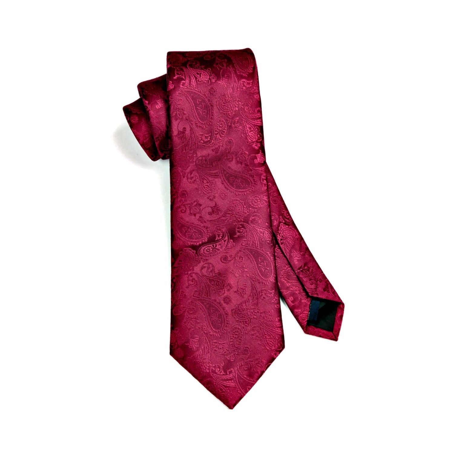 Hisdern Burgundy Paisley Tie Set For Groomsmen