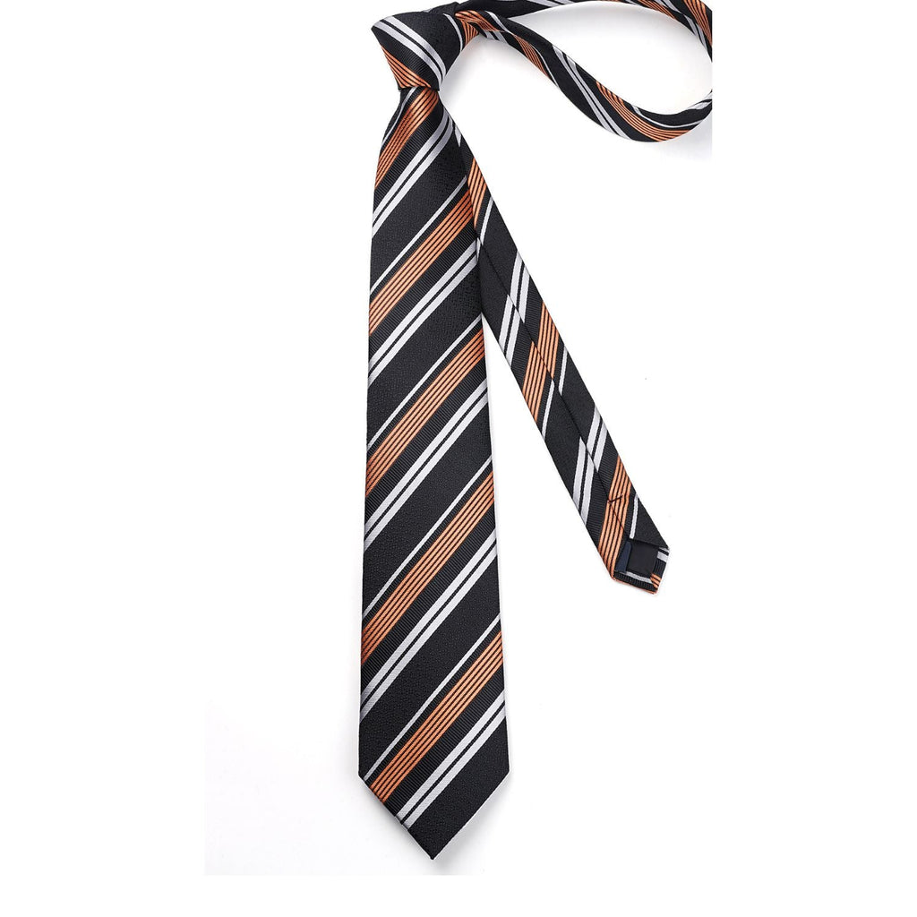 Hisdern Black Striped Wedding Accessories Set with Cufflinks