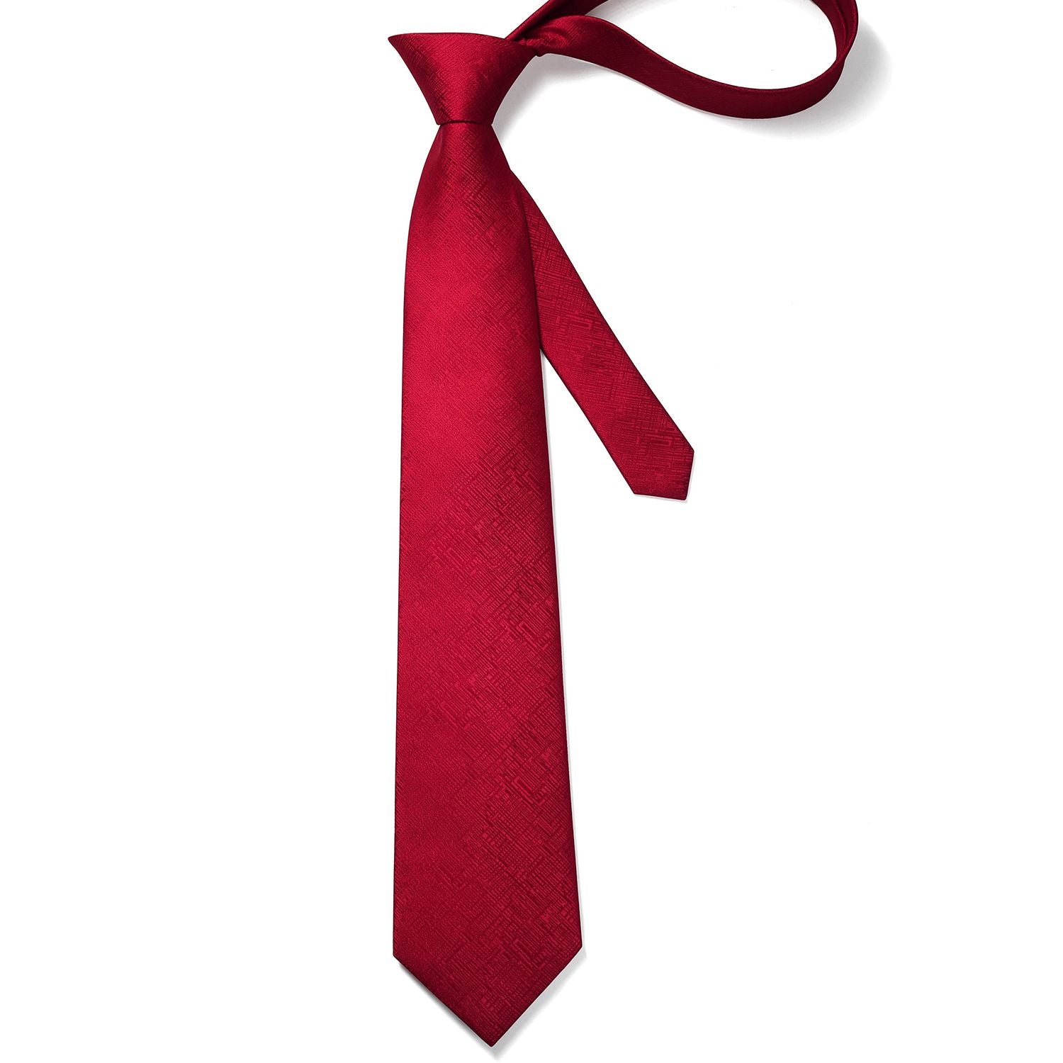 Hisdern Dark Red Houndstooth Wedding Tie Set
