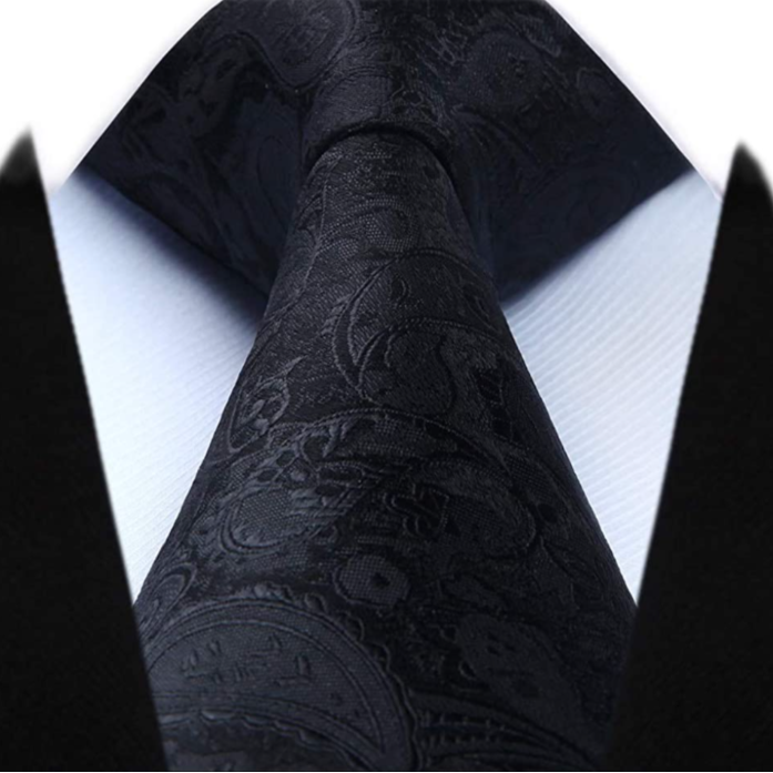 Hisdern Black Paisley Tie Set For Groomsmen