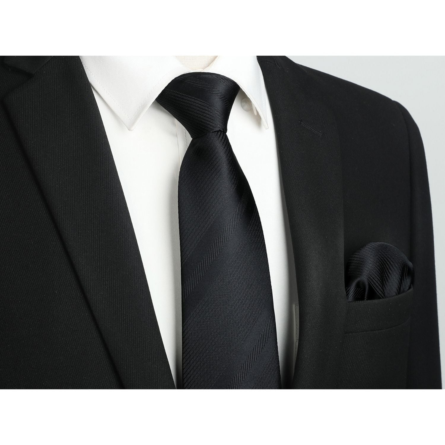 Hisdern Black Striped Business Tie Set