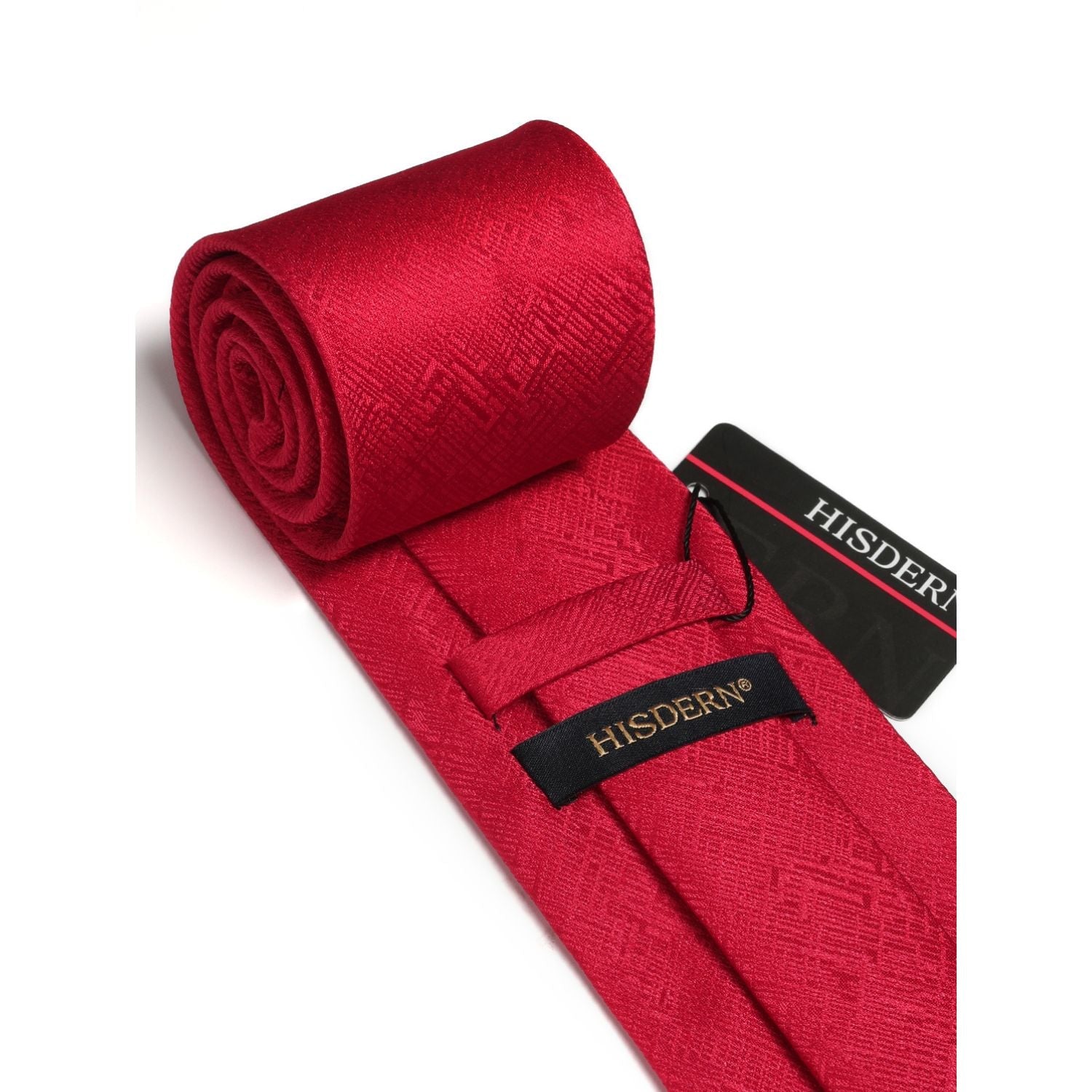Hisdern Dark Red Houndstooth Wedding Tie Set