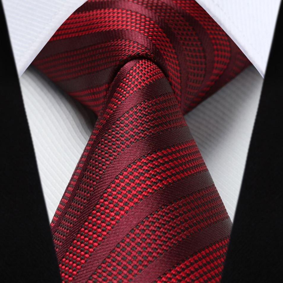 Hisdern Burgundy Striped Business Tie Set